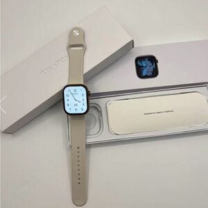 Apple Watch series 11 with Beige Silicone Band - Modern Smartwatch